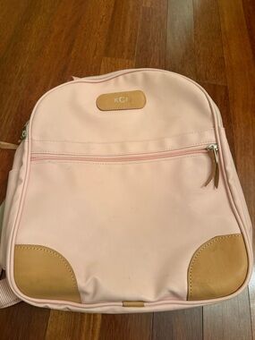 Jon Hart Design Pink  Coated Canvas Backpack Leather Strap design.